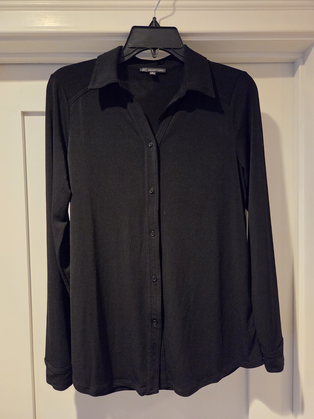 Adrianna Papell Black Long Sleeve Button-Up Shirt
